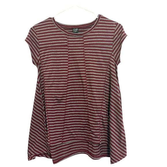 Cold Crush Tops - 2/$15 Cold Crush - Burgundy & Gray Striped Short Sleeve Top – XS